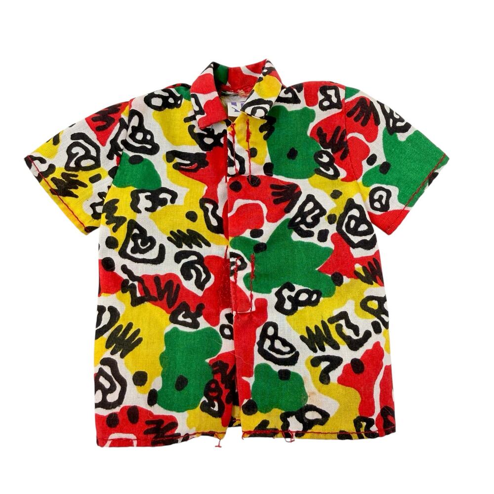 Genuine Barbie Doll Shirt Ken Hawaiian Button Up Colorful Vintage Style Top